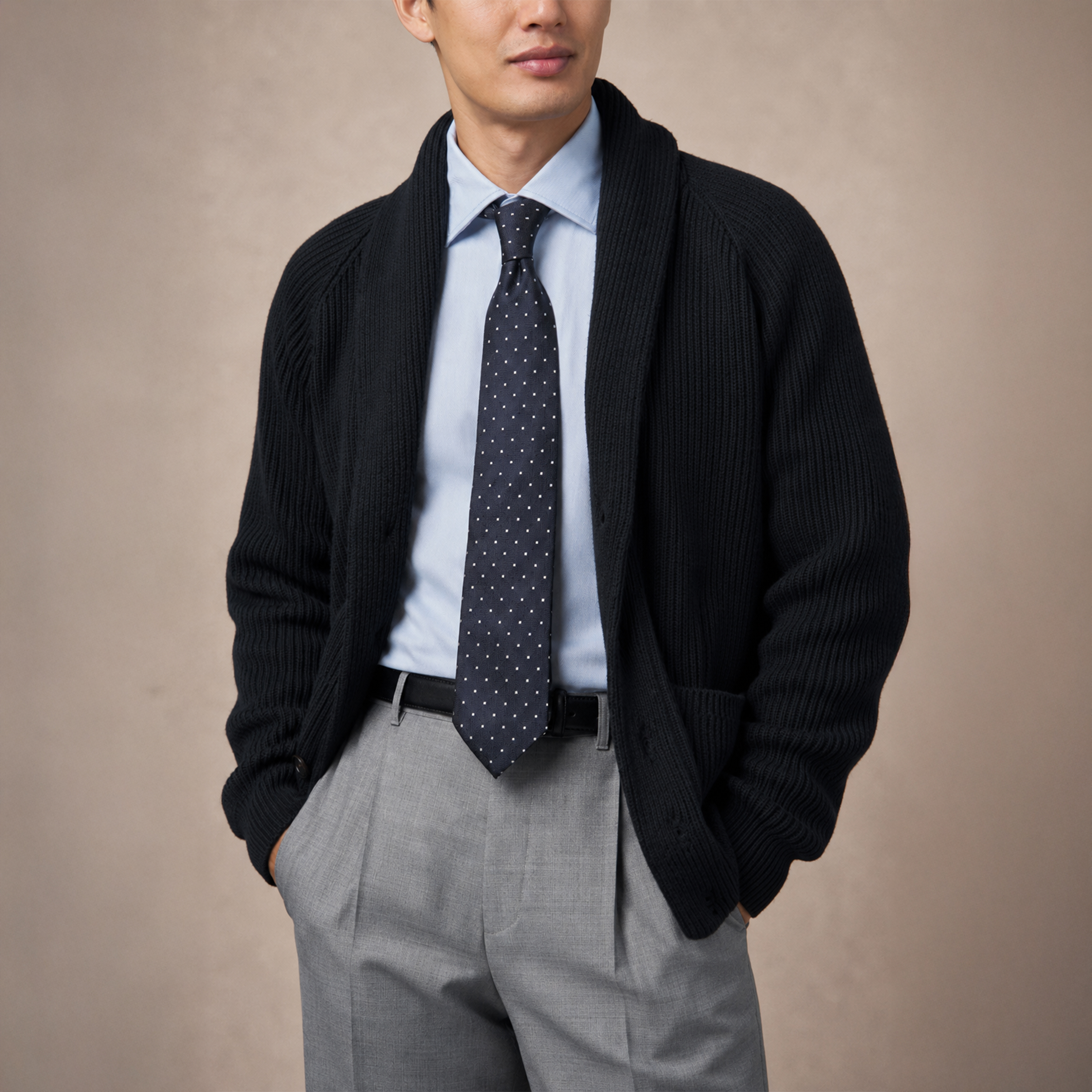Shawl collar cardigan hero image