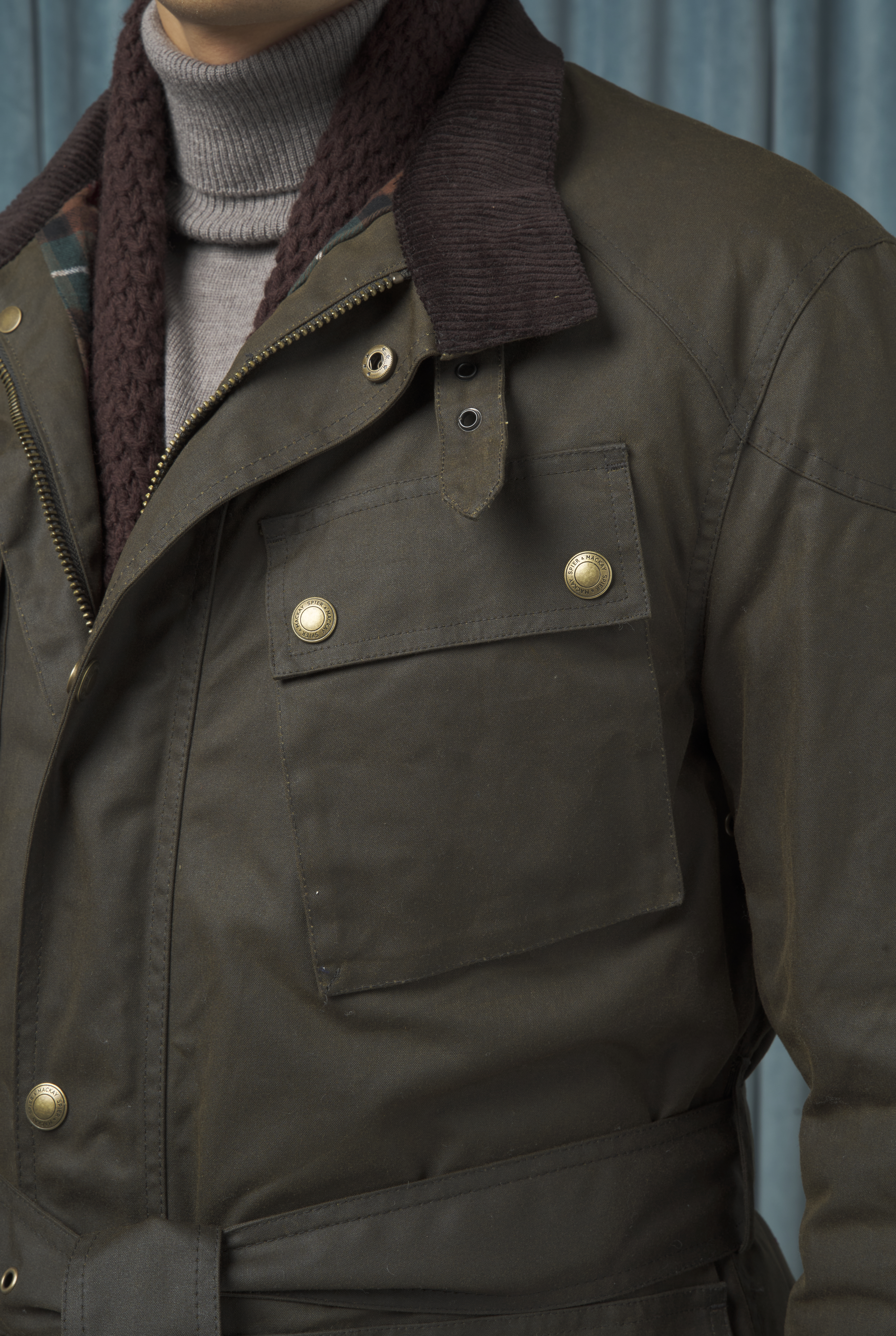 Waxed touring jacket — rich, archival detail
